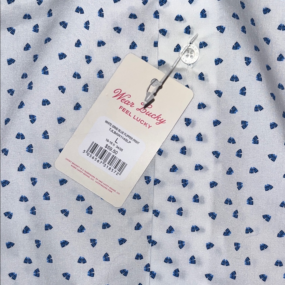 🌷 Lucky Brand White Shirt with Blue Dots - Picture 6 of 9